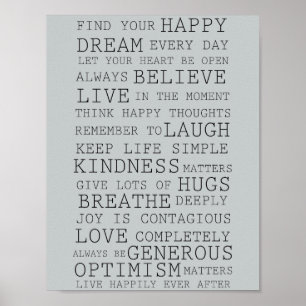 Poster Pensamentos Positivos Palavras Inspiradoras