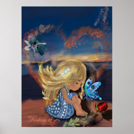 Poster Pensando em você na praia