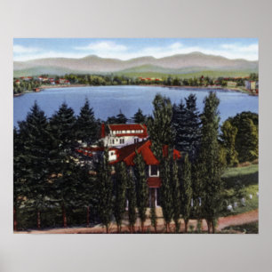 Póster Pensão do lago mirror de New York do Lake Placid