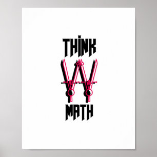 Poster Pense com vermelho matemático