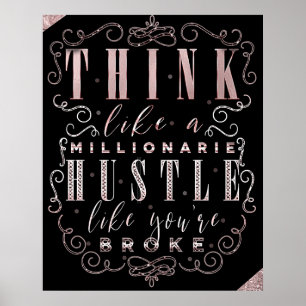 Poster Pense como um Milionário Hustle como se estivesse 