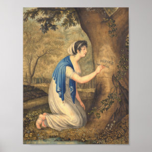 Póster Pense de mim a pintura romântica da mulher na