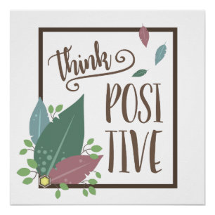 Póster Pense em fofa de citação inspiradora positiva boho