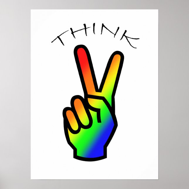 Poster Pense em Peace Rainbow (Frente)