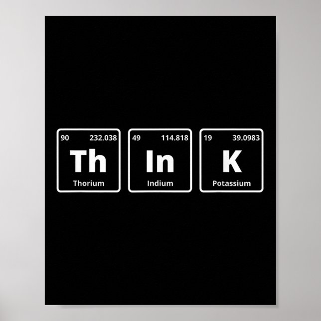 Poster Pense Em Uma Mesa Periódica Engraçada De Elementos (Frente)