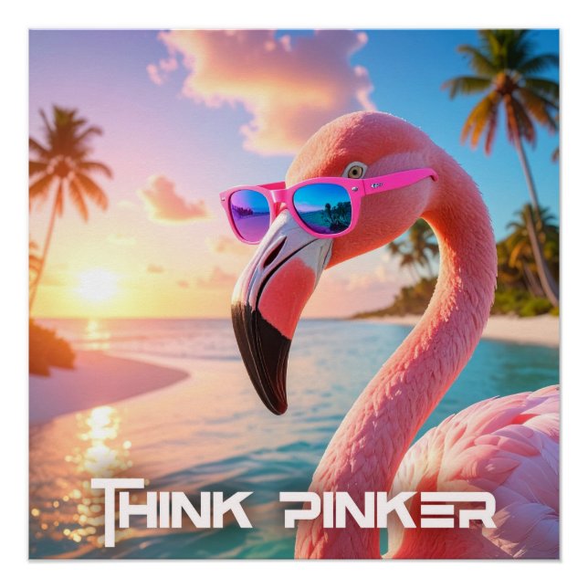 Póster PENSE MAIS ROSA - Rosa FLAMINGO (Frente)