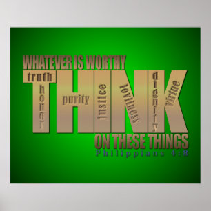 Póster Pense nestas coisas - 4:8 dos Philippians
