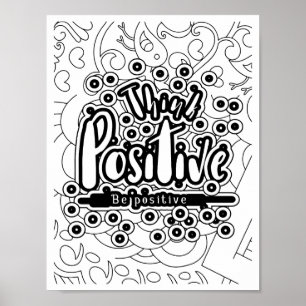 Poster Pense Positivo - Página de Coloração