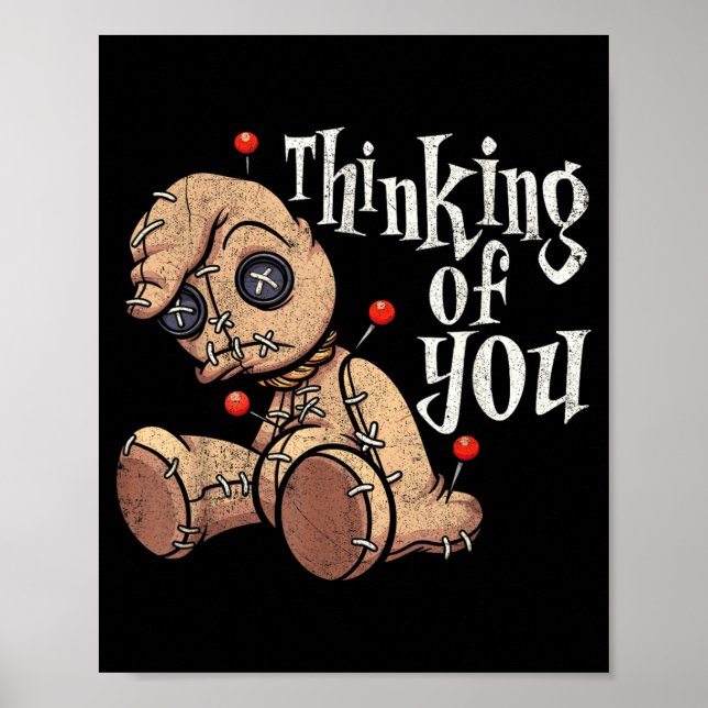 Poster Pensei Em Boneco Voodoo Com ns Funny Halloween (Frente)