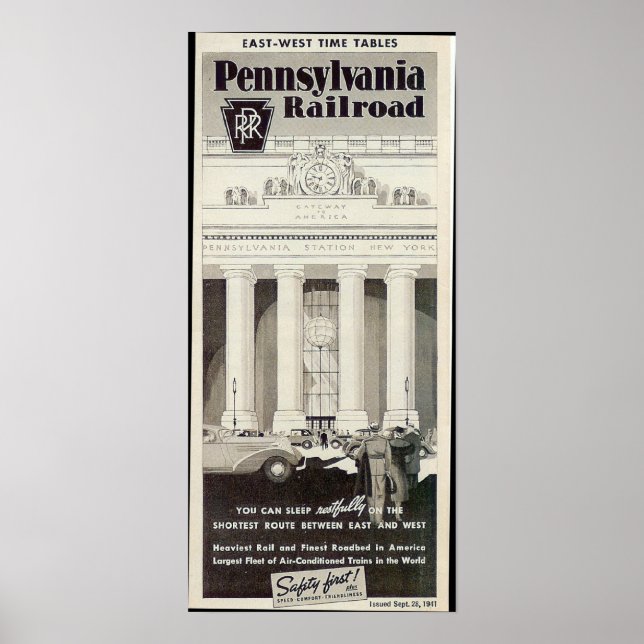 Poster Pensilvânia Station New York , Timetable 1941 (Frente)