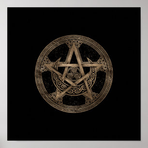 Poster Pentagram Triskelion Moon