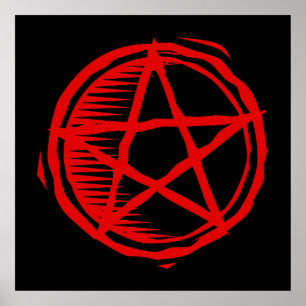 Póster Pentagram vermelho