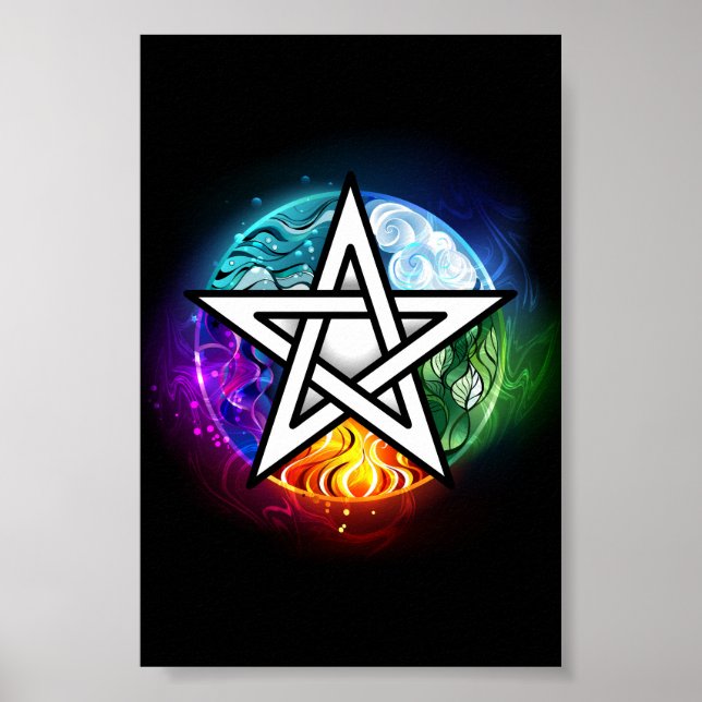 Poster Pentagrama do Wiccan (Frente)