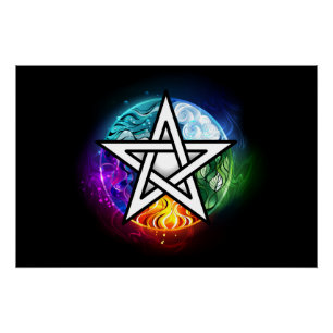 Póster pentagrama wiccano