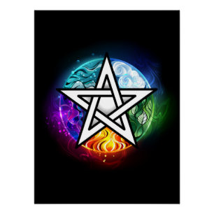 Póster pentagrama wiccano