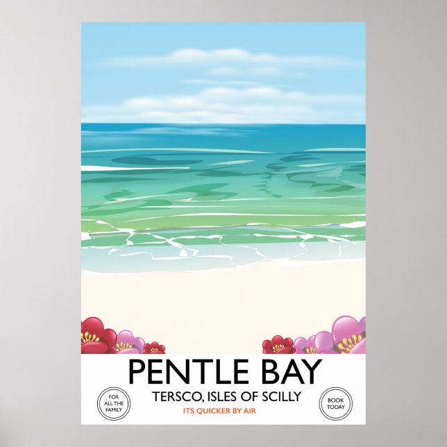 Poster Pentle Bay, Tresco, Ilhas Scilly (Frente)