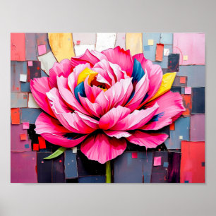 Poster Peônia Delicada em Estilo Abstrato Moderno