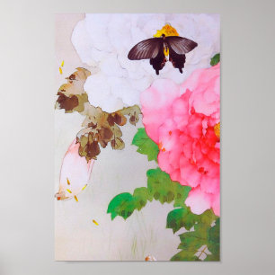 Poster Peônia e Borboleta (detalhe), Watanabe Seitei