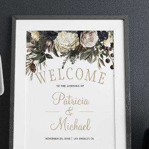 Poster Pêonias brancas de inverno elegante sinal de boas