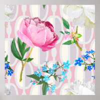 Peônias e nãos-me-esquecidos. Arte de fundo sem co