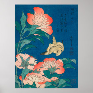 Poster Peônias e pintura Canária Famosa