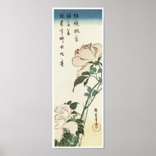 Poster Peônias, Hiroshige