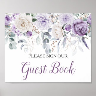 Poster Peônias Lavanda Rosas Brancas Assine nosso Livro d