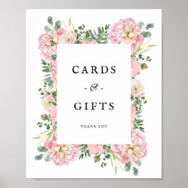 Poster Peonies Blush Hydrangea Eucalyptus Cards Gifes