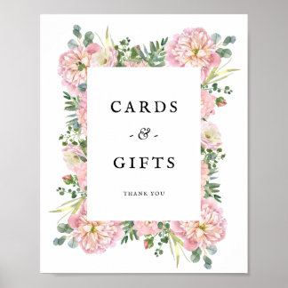 Poster Peonies Blush Hydrangea Eucalyptus Cards Gifes