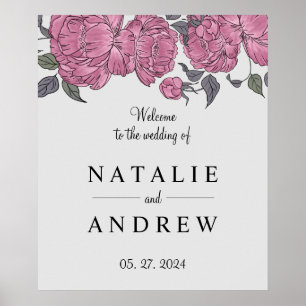Poster Peonies Wedding Welcome Sign