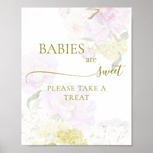 Poster Peony Hydrangea Chás de fraldas Bebês são doces
