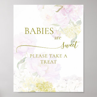 Poster Peony Hydrangea Chás de fraldas Bebês são doces