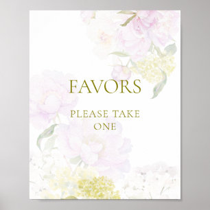 Poster Peony Hydrangea Pastel Chá de fraldas Favoritos