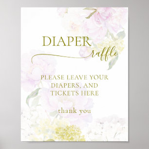 Poster Peony Hydrangea Pastel Chá de fraldas Fralda Raffl