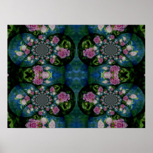 Poster Peony Mandala, abstrato cor-de-rosa, mandala flora