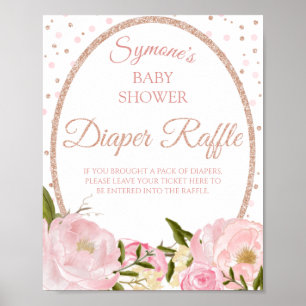 Poster Peony rosa e Fralda Dourada Raffle