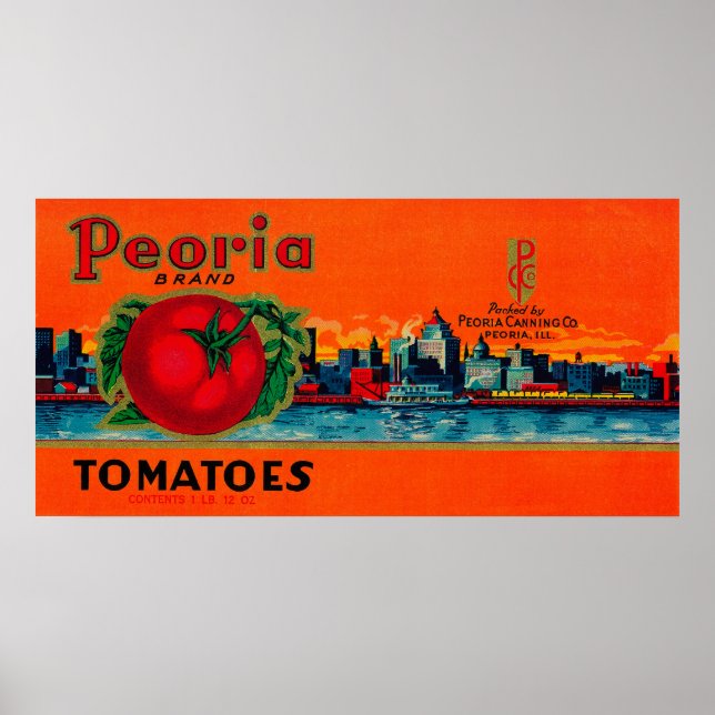 Poster Peoria Tomato LabelPeoria, IL (Frente)