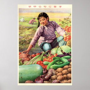 Poster Pepino de Plump Verde Vegetal, Colheita Abundante!