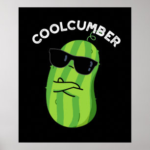Poster Pepino Engraçado Veggie Cucumber Pun Dark BG