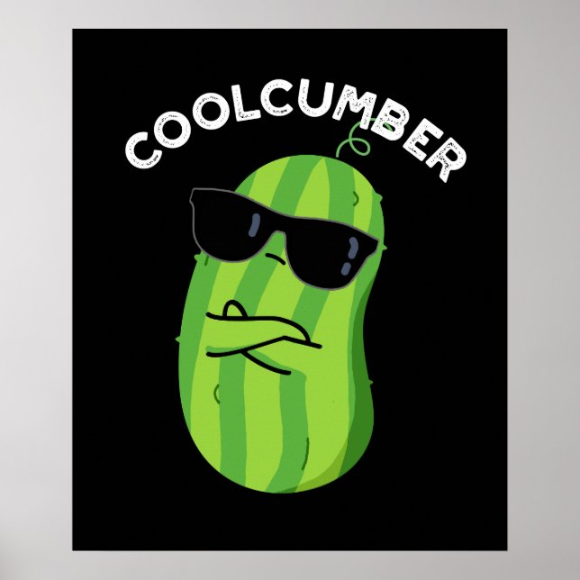 Poster Pepino Engraçado Veggie Cucumber Pun Dark BG (Frente)