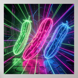Poster Pepinos Neon Cyberpunk Glowing