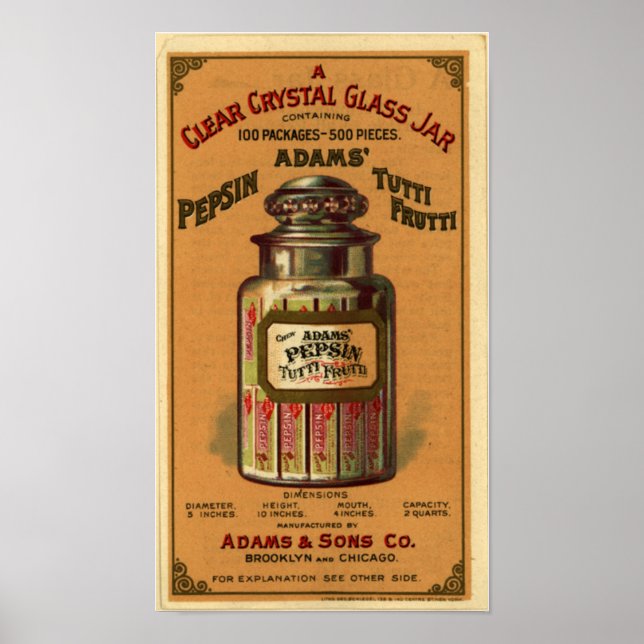 Póster Pepsin Tutti Frutti Gum- 1897 (Frente)