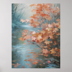 Poster Pequena Árvore Ao Lado Da Corrente Cai Bela Arte