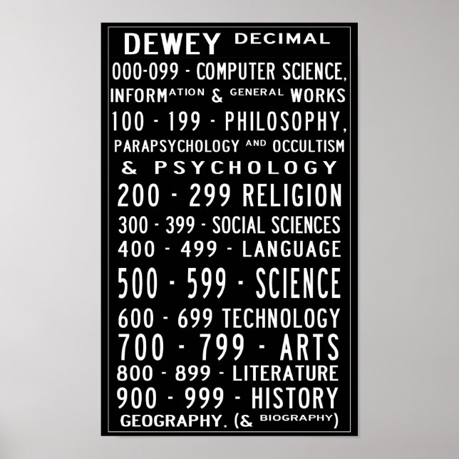 Póster Pequena Biblioteca Home Dewey Decimal Busroll (Frente)