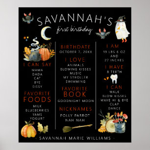 Poster Pequena Boo   Primeiro Aniversário de Halloween
