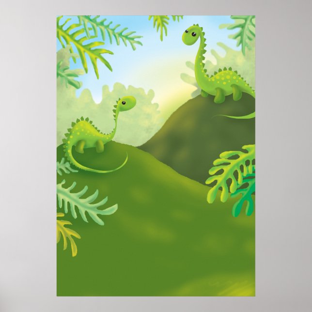 Poster pequena cena de terra de dinossauro fofofa (Frente)