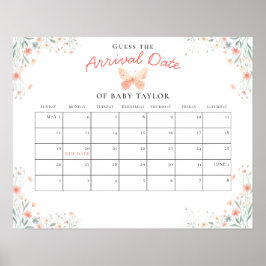 Poster Pequena Chá de fraldas de Coral de Borboleta Adivi