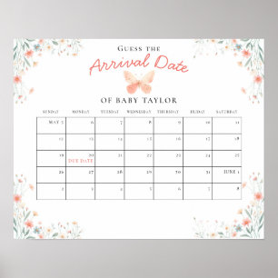 Poster Pequena Chá de fraldas de Coral de Borboleta Adivi