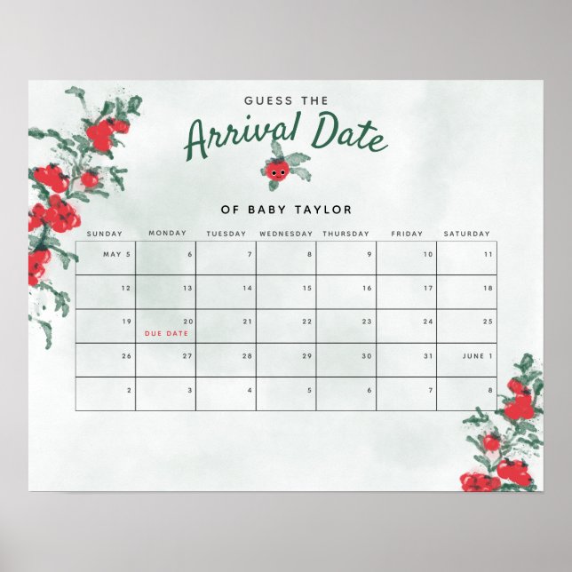 Poster Pequena Chá de fraldas Russo De Tomate Data (Frente)