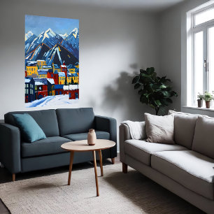 Poster Pequena cidade americana na montanha Arte AI